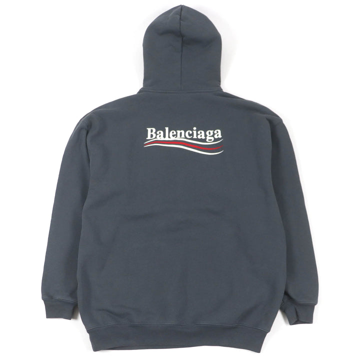 Great BALENCIAGA hoodie Campaign logo embroidery gray cotton mens S 578135