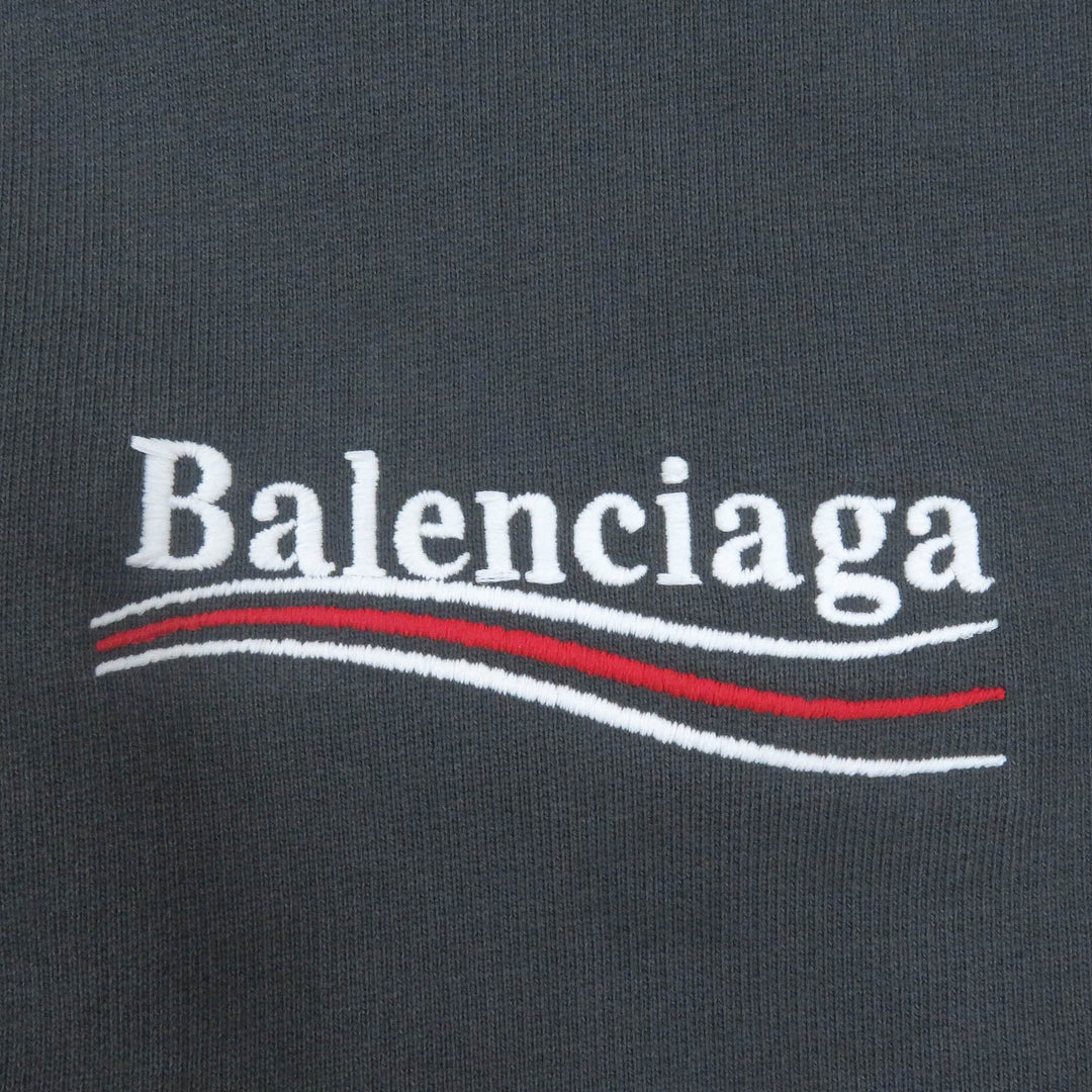 Great BALENCIAGA hoodie Campaign logo embroidery gray cotton mens S 578135