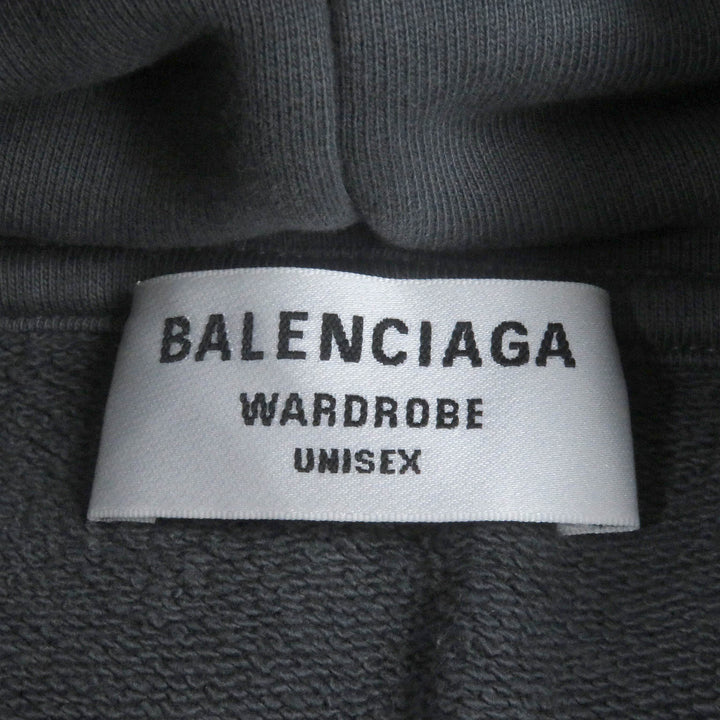 Great BALENCIAGA hoodie Campaign logo embroidery gray cotton mens S 578135