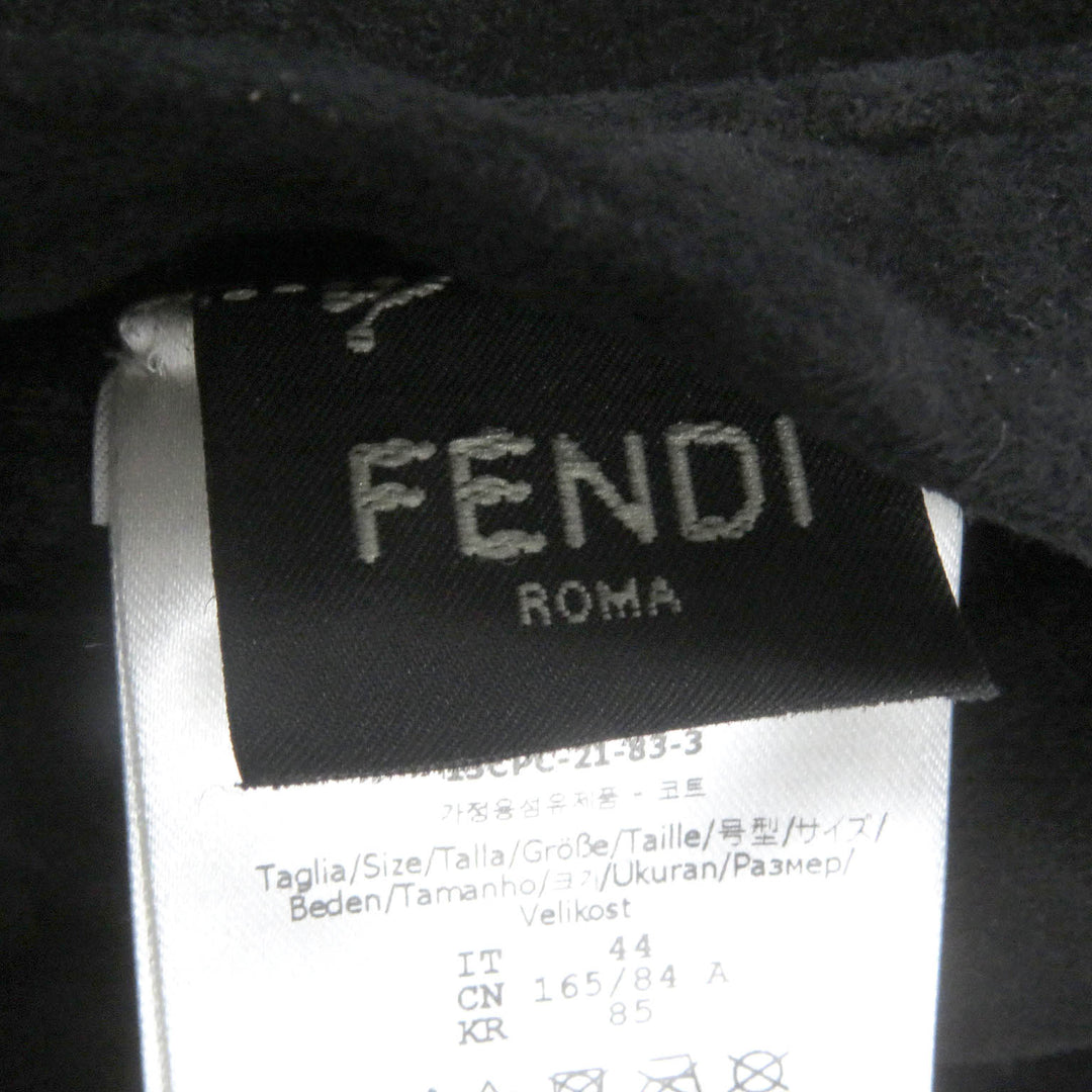 Excellent FENDI Mouton coat logo button shearling coat black Sheep leather mens 44 FM0157