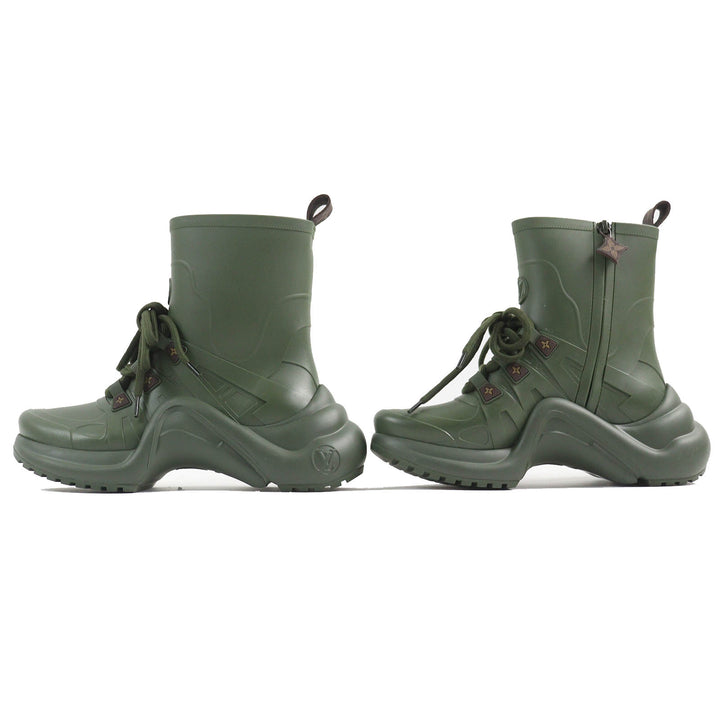 Excellent LOUIS VUITTON short boots high cut rain boots khaki rubber Women 36