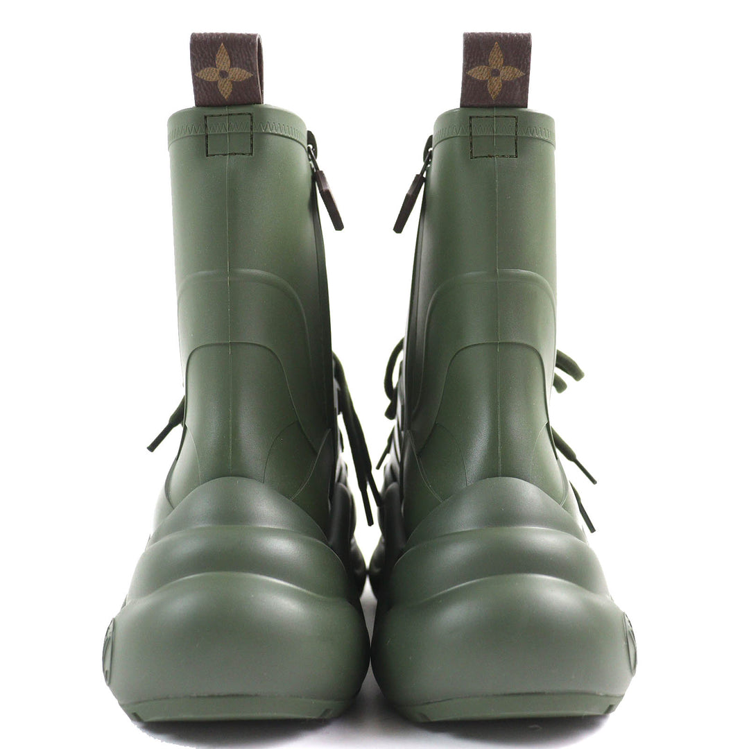 Excellent LOUIS VUITTON short boots high cut rain boots khaki rubber Women 36