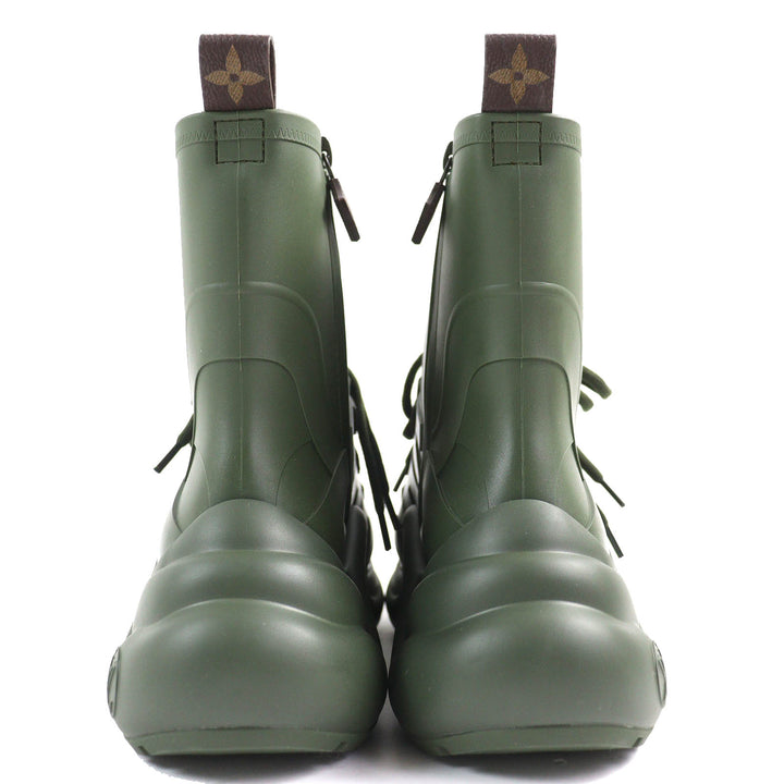 Excellent LOUIS VUITTON short boots high cut rain boots khaki rubber Women 36