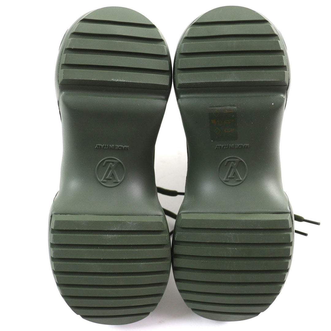 Excellent LOUIS VUITTON short boots high cut rain boots khaki rubber Women 36
