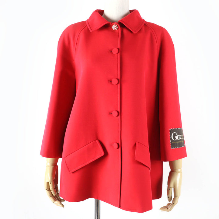 Excellent GUCCI Jacket QUELLE QUEN SOIT LA SAISON Half Coat Red silk Women 40 619359