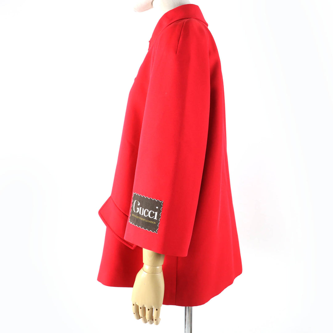 Excellent GUCCI Jacket QUELLE QUEN SOIT LA SAISON Half Coat Red silk Women 40 619359