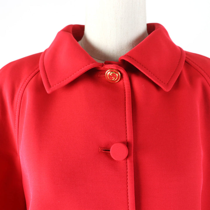 Excellent GUCCI Jacket QUELLE QUEN SOIT LA SAISON Half Coat Red silk Women 40 619359