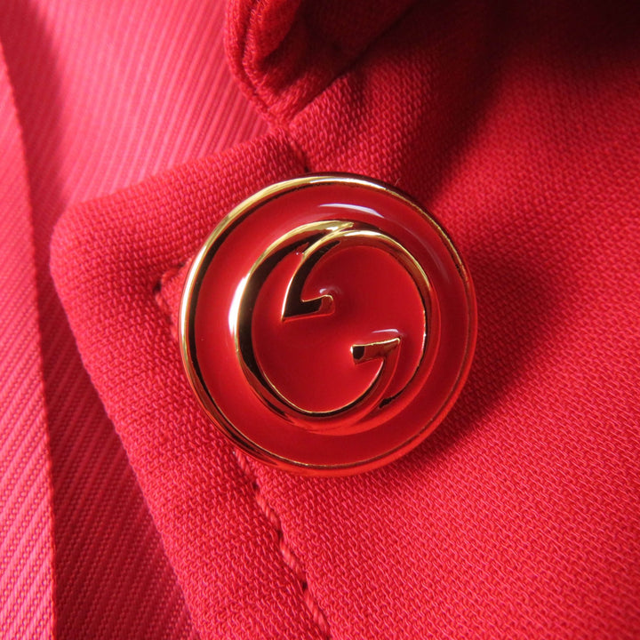 Excellent GUCCI Jacket QUELLE QUEN SOIT LA SAISON Half Coat Red silk Women 40 619359