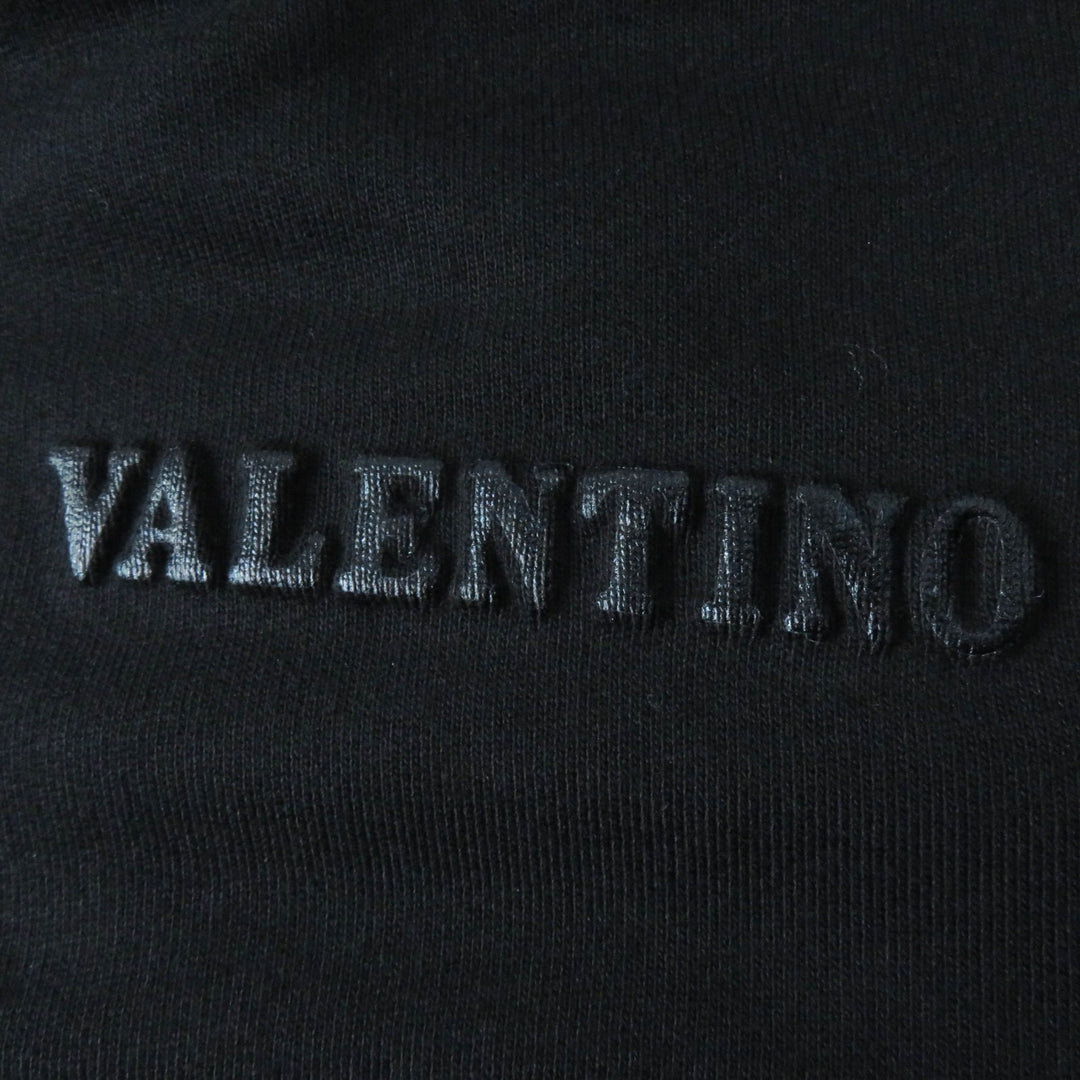 Great VALENTINO hoodie embossed logo cropped pullover black Women XS XB3MF16C71R
