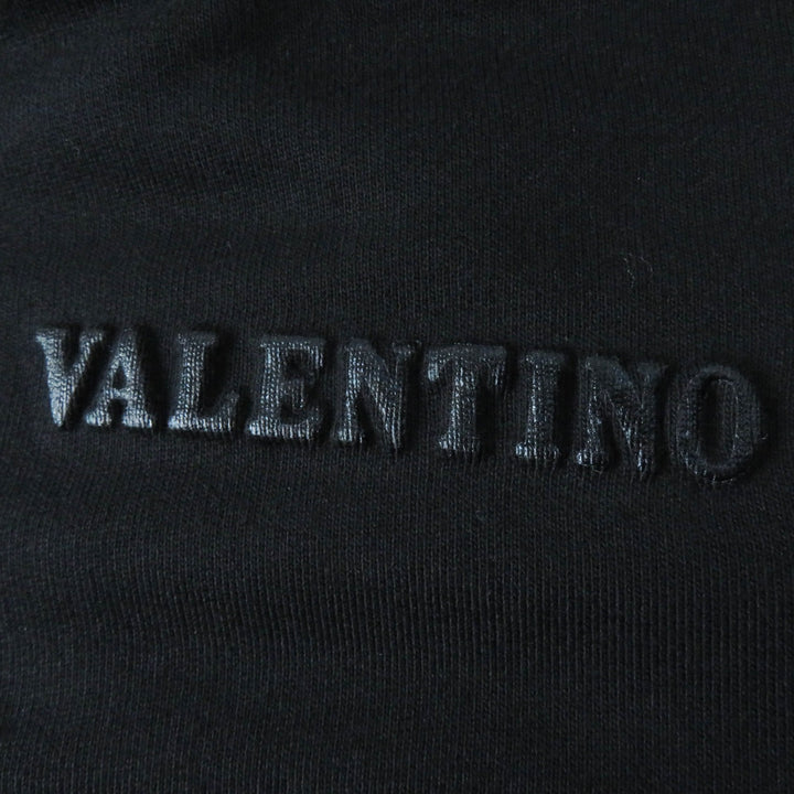 Great VALENTINO hoodie embossed logo cropped pullover black Women XS XB3MF16C71R