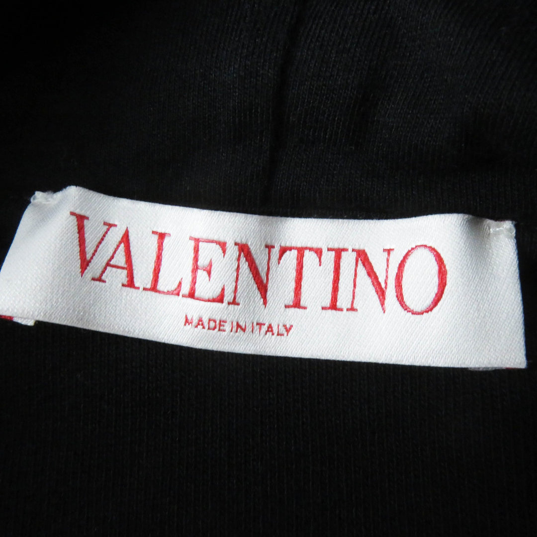 Great VALENTINO hoodie embossed logo cropped pullover black Women XS XB3MF16C71R