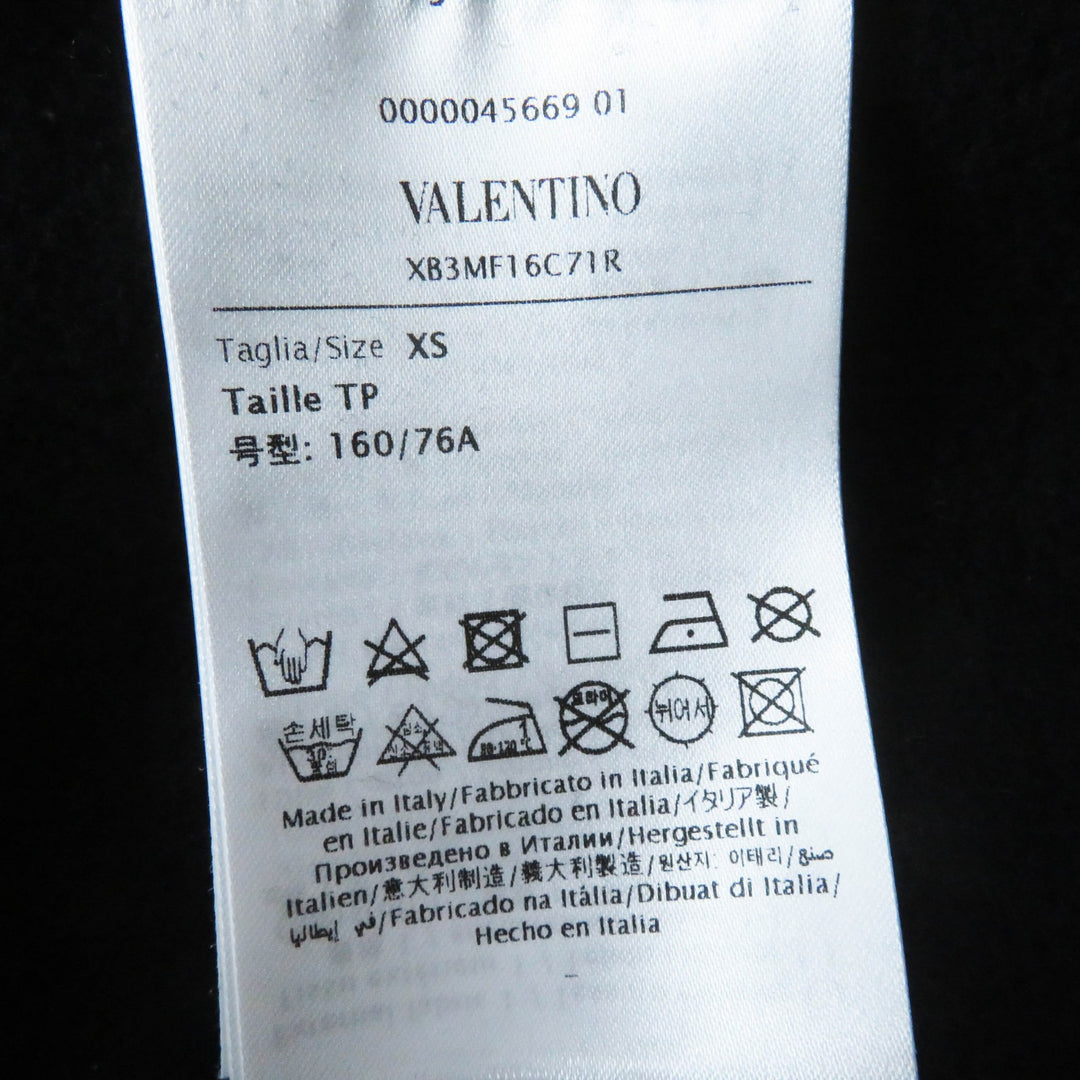 Great VALENTINO hoodie embossed logo cropped pullover black Women XS XB3MF16C71R