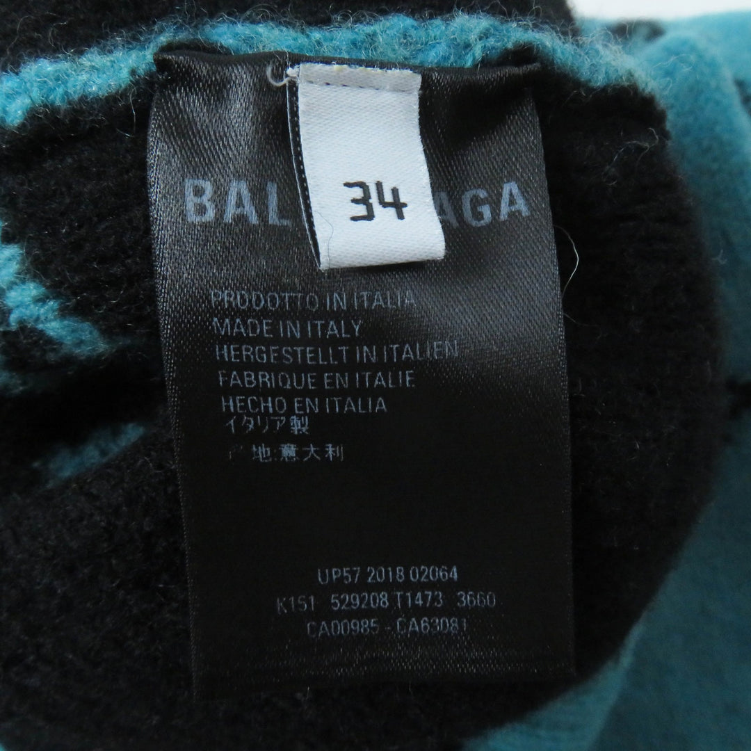 Great BALENCIAGA knit Jacquard logo cropped length green wool Women 34 529208