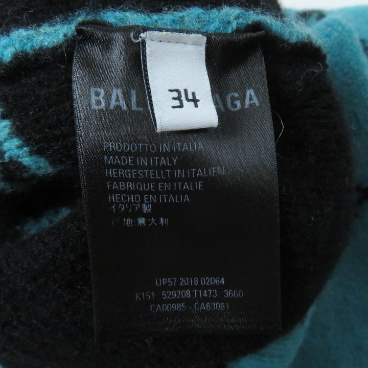 Great BALENCIAGA knit Jacquard logo cropped length green wool Women 34 529208
