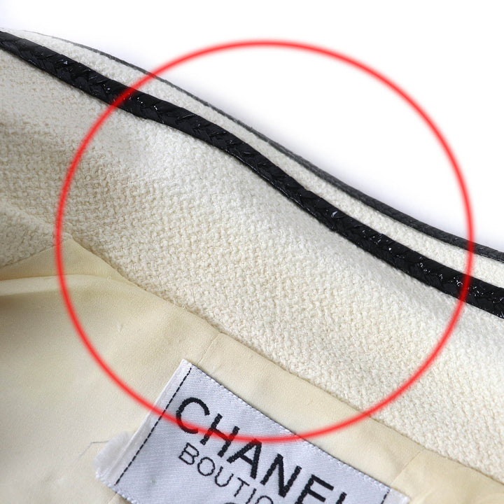 CHANEL Jacket Classic COCO Mark button tweed Ivory black Women 36 95P P04690