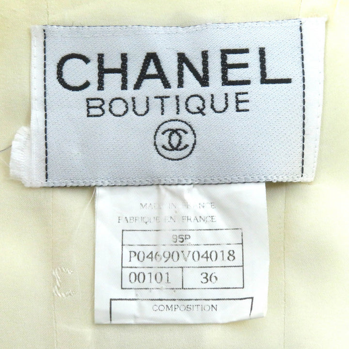 CHANEL Jacket Classic COCO Mark button tweed Ivory black Women 36 95P P04690