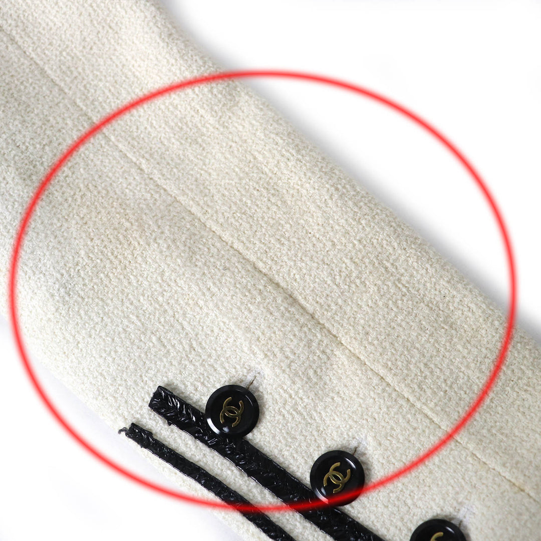 CHANEL Jacket Classic COCO Mark button tweed Ivory black Women 36 95P P04690