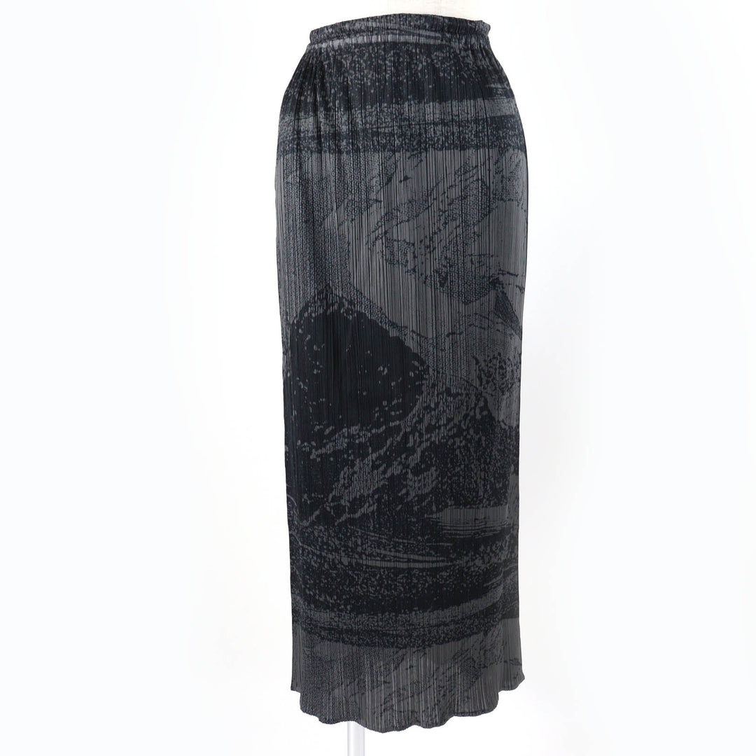 Excellent PLEATS PLEASE Long skirt 90s Early Collection Ukiyo-e Prints gray 2