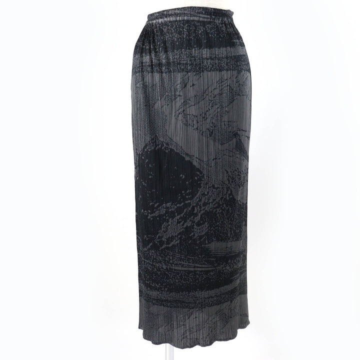 Excellent PLEATS PLEASE Long skirt 90s Early Collection Ukiyo-e Prints gray 2