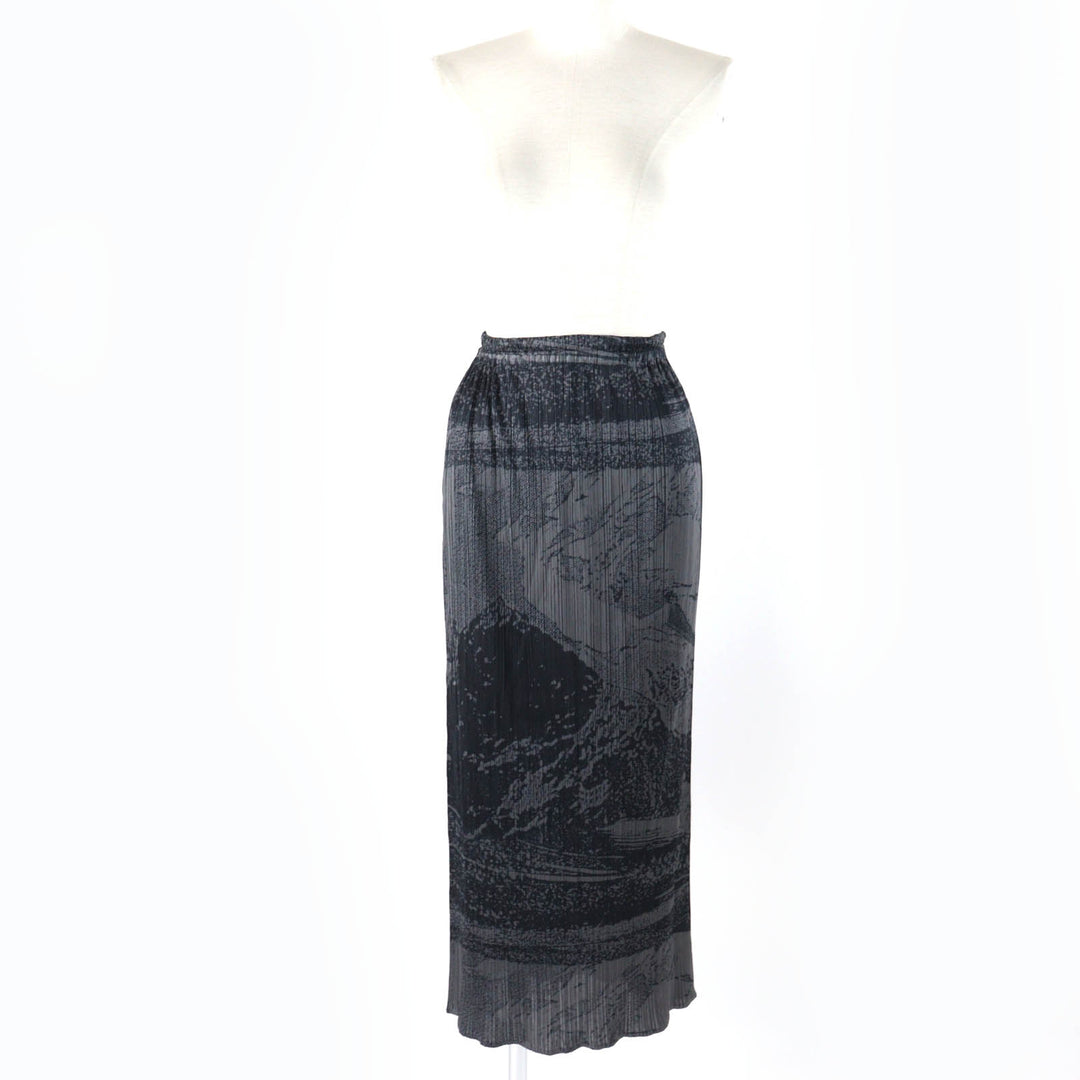 Excellent PLEATS PLEASE Long skirt 90s Early Collection Ukiyo-e Prints gray 2