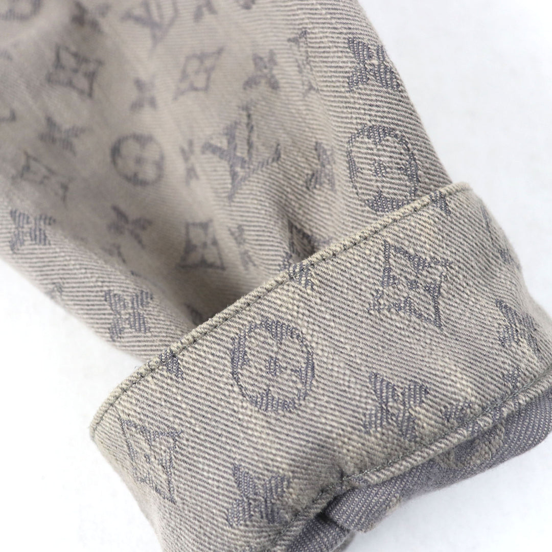 LOUIS VUITTON Denim Jacket Logo button Flap pocket Monogram gray mens 46 HHA21W