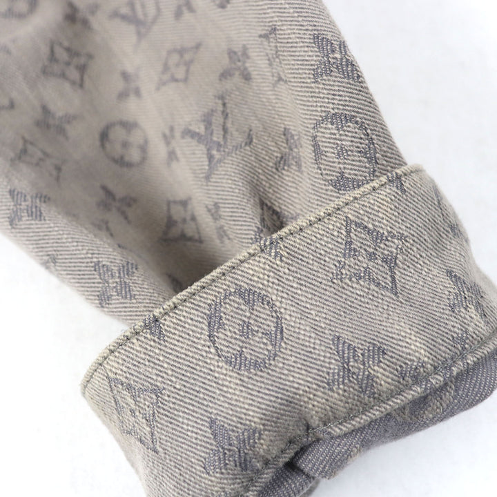 LOUIS VUITTON Denim Jacket Logo button Flap pocket Monogram gray mens 46 HHA21W