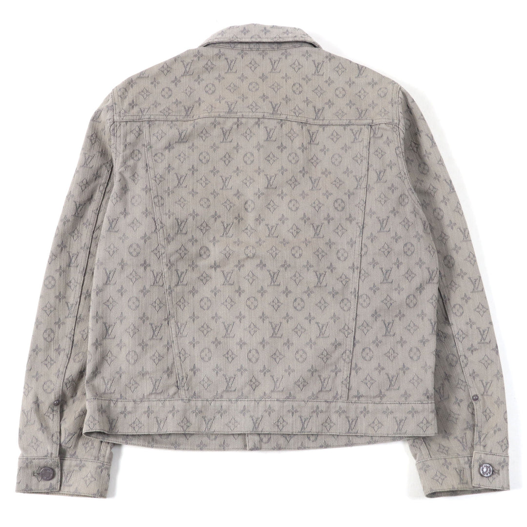 LOUIS VUITTON Denim Jacket Logo button Flap pocket Monogram gray mens 46 HHA21W