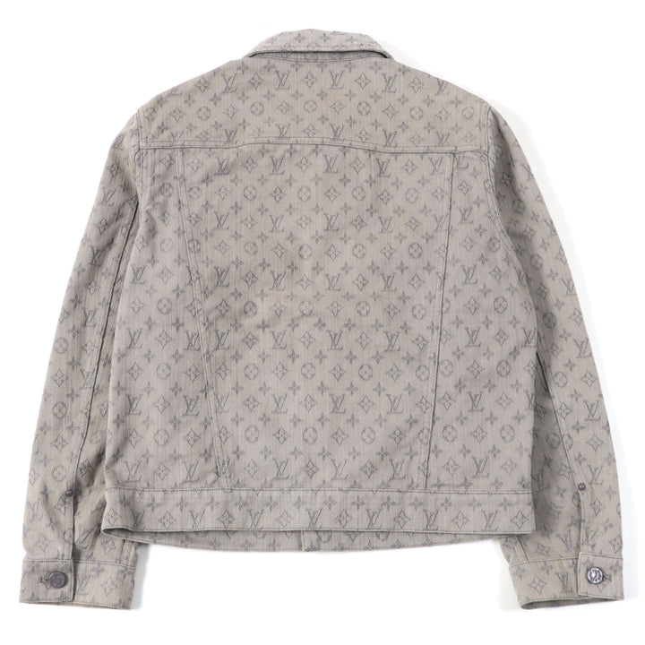 LOUIS VUITTON Denim Jacket Logo button Flap pocket Monogram gray mens 46 HHA21W