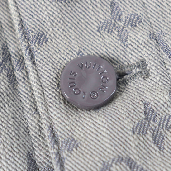 LOUIS VUITTON Denim Jacket Logo button Flap pocket Monogram gray mens 46 HHA21W