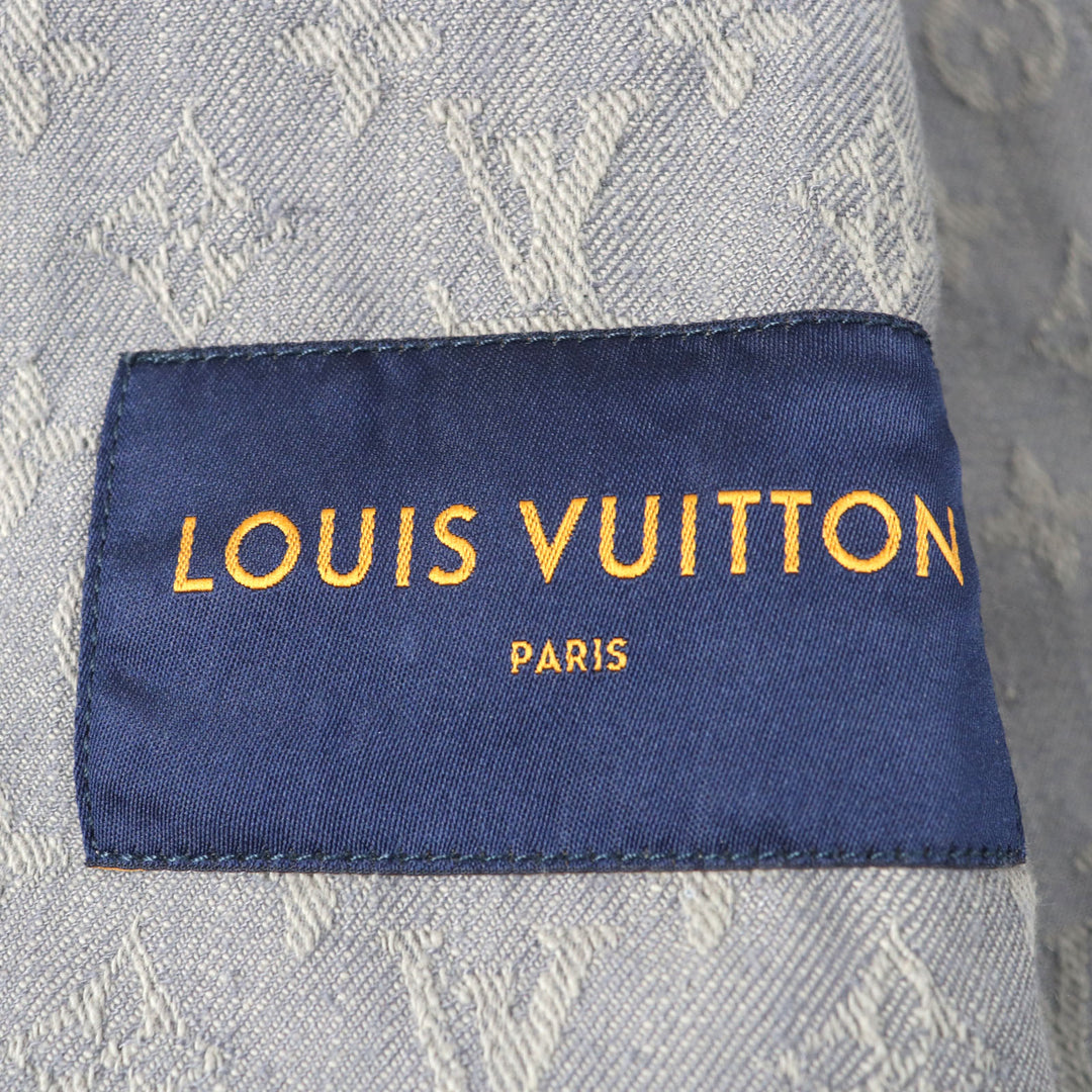 LOUIS VUITTON Denim Jacket Logo button Flap pocket Monogram gray mens 46 HHA21W