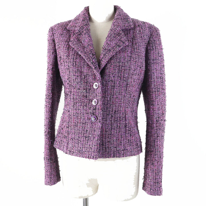Excellent CHANEL Jacket tweed Purple acrylic Women 36 22P P72383