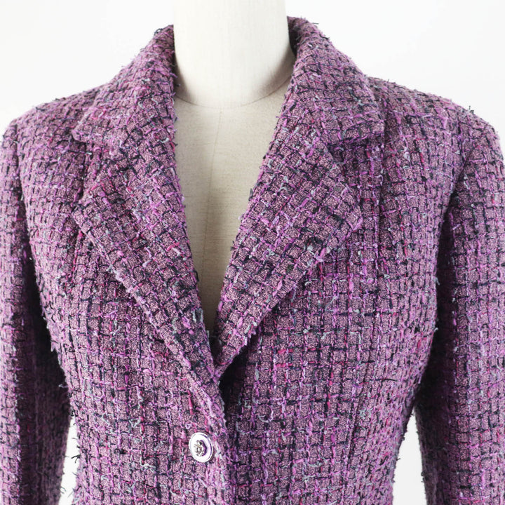 Excellent CHANEL Jacket tweed Purple acrylic Women 36 22P P72383