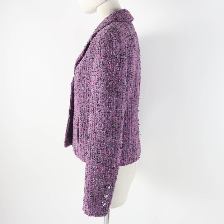 Excellent CHANEL Jacket tweed Purple acrylic Women 36 22P P72383