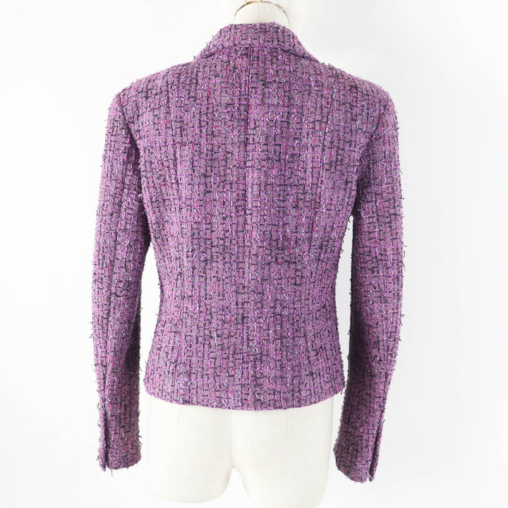 Excellent CHANEL Jacket tweed Purple acrylic Women 36 22P P72383