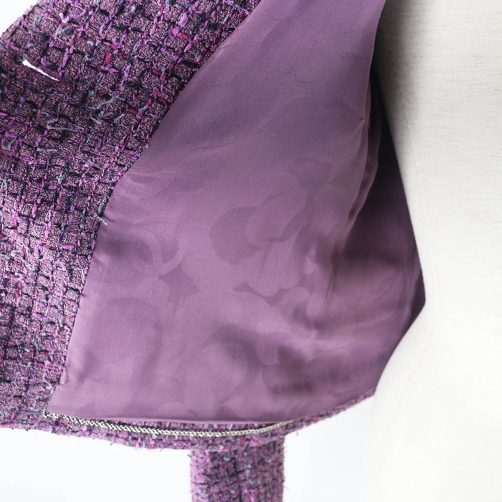 Excellent CHANEL Jacket tweed Purple acrylic Women 36 22P P72383