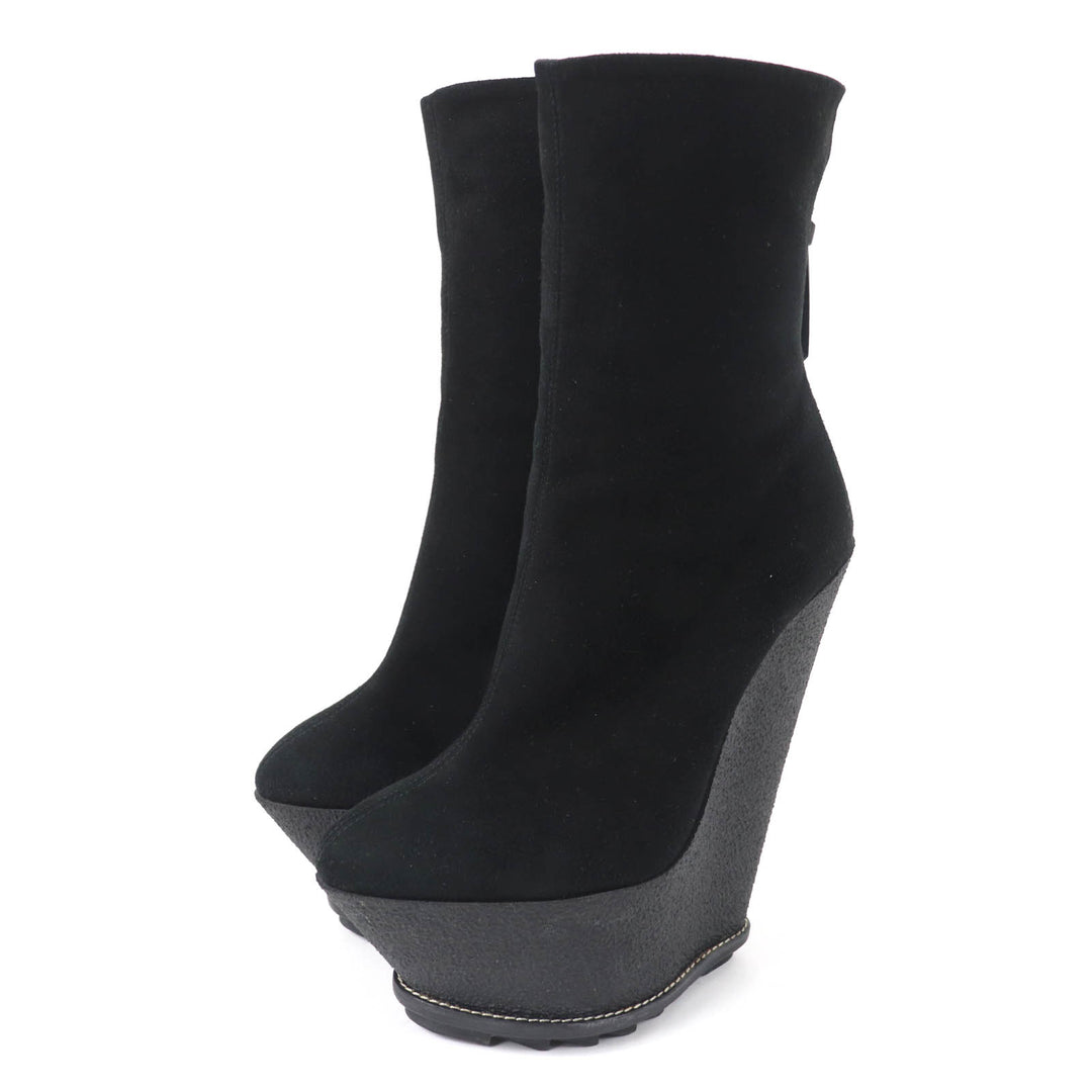 Excellent GIUSEPPE ZANOTTI Ankle boots Wedge sole black Suede leather Women 35