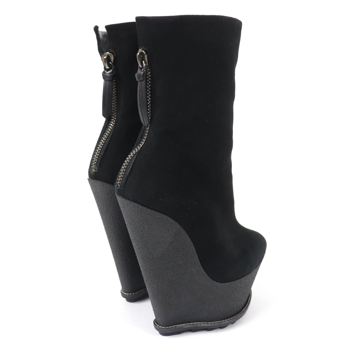 Excellent GIUSEPPE ZANOTTI Ankle boots Wedge sole black Suede leather Women 35
