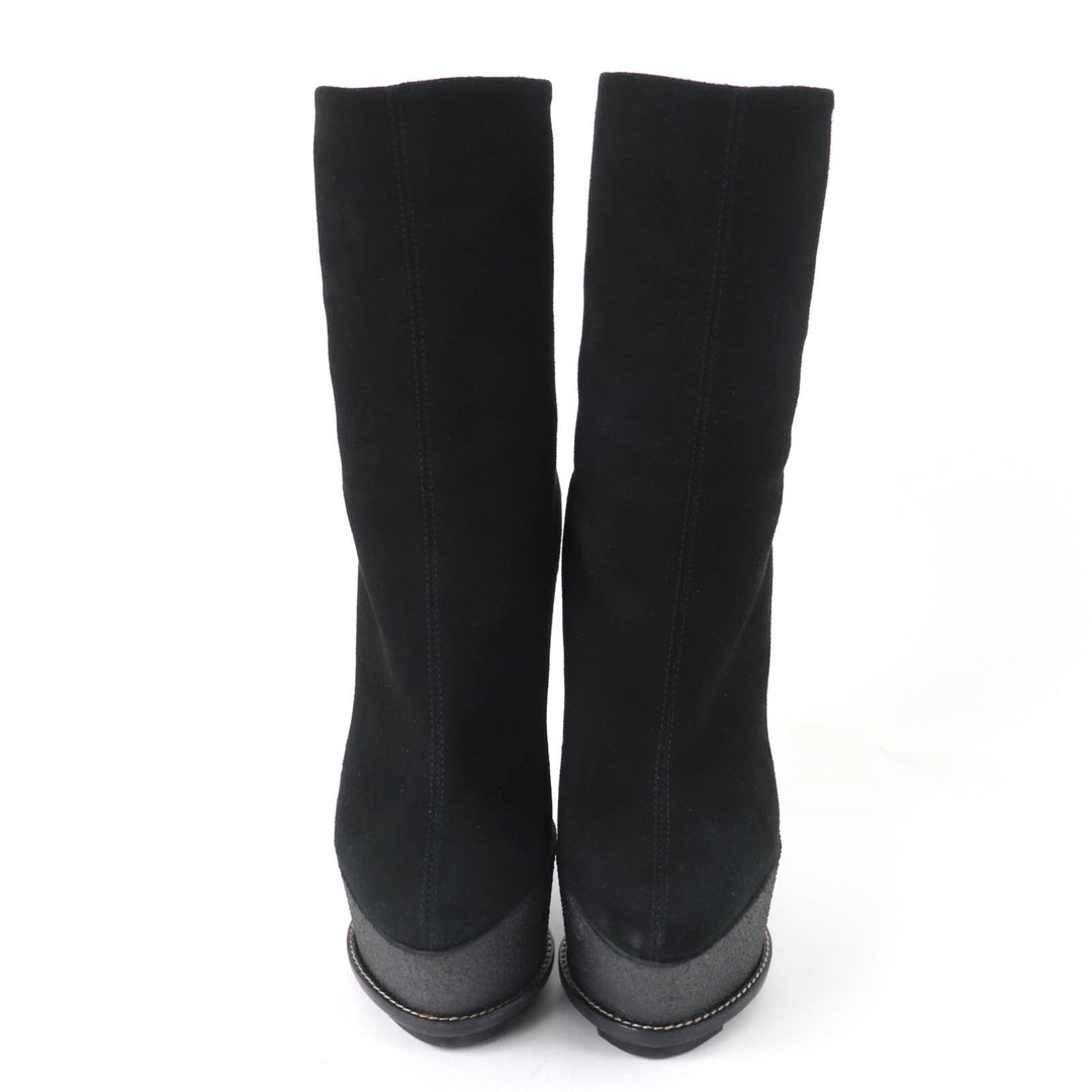 Excellent GIUSEPPE ZANOTTI Ankle boots Wedge sole black Suede leather Women 35
