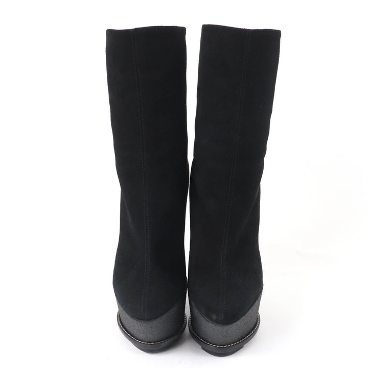 Excellent GIUSEPPE ZANOTTI Ankle boots Wedge sole black Suede leather Women 35