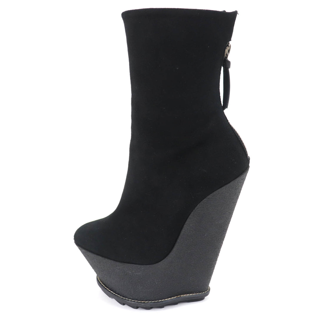 Excellent GIUSEPPE ZANOTTI Ankle boots Wedge sole black Suede leather Women 35