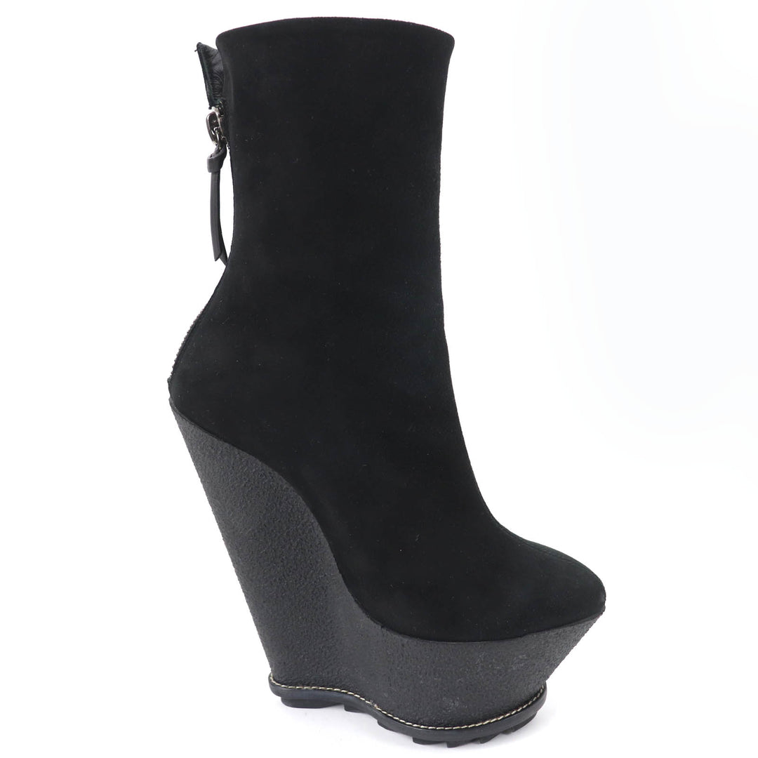 Excellent GIUSEPPE ZANOTTI Ankle boots Wedge sole black Suede leather Women 35