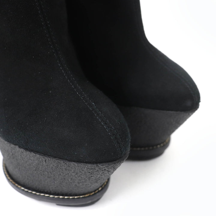 Excellent GIUSEPPE ZANOTTI Ankle boots Wedge sole black Suede leather Women 35