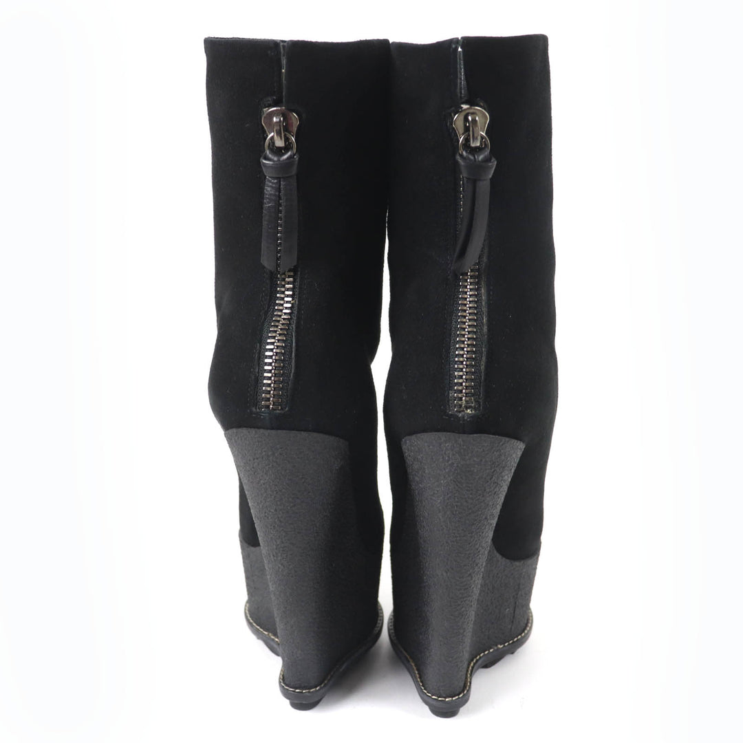 Excellent GIUSEPPE ZANOTTI Ankle boots Wedge sole black Suede leather Women 35