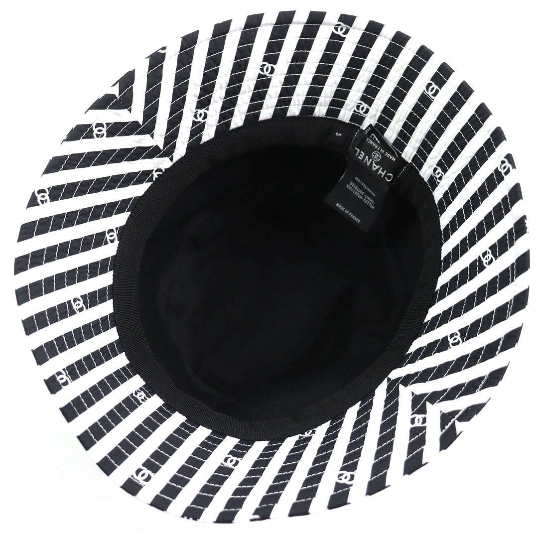 Excellent CHANEL hat COCO BEACH COCO Mark Bucket Hat Black White Women S AA9874