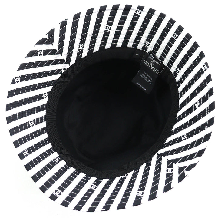 Excellent CHANEL hat COCO BEACH COCO Mark Bucket Hat Black White Women S AA9874