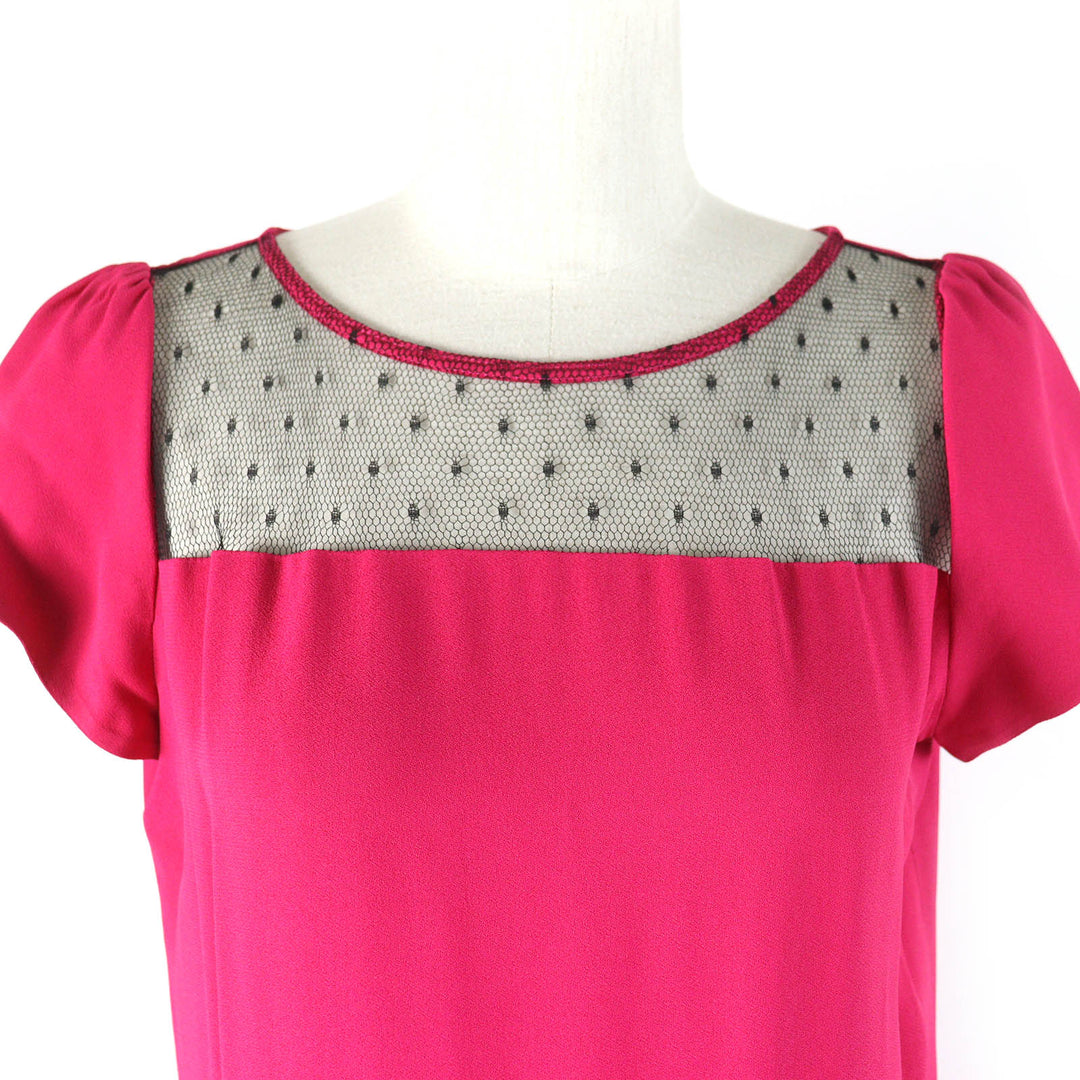 RED VALENTINO one piece Tulle short sleeve flare Red Pink Black Nylon Women 42