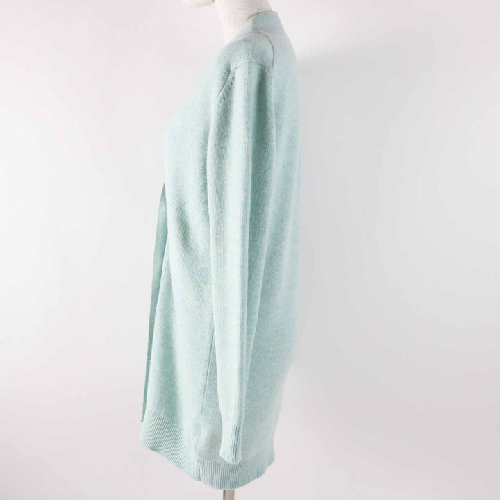 Great HERMES cardigan Long knit with serie buttons Light blue cashmere Women 36