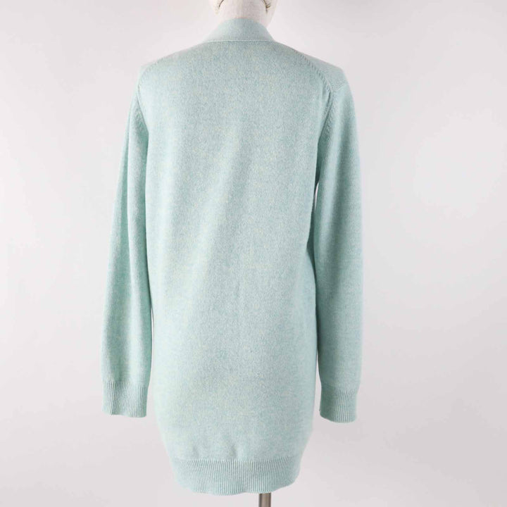 Great HERMES cardigan Long knit with serie buttons Light blue cashmere Women 36