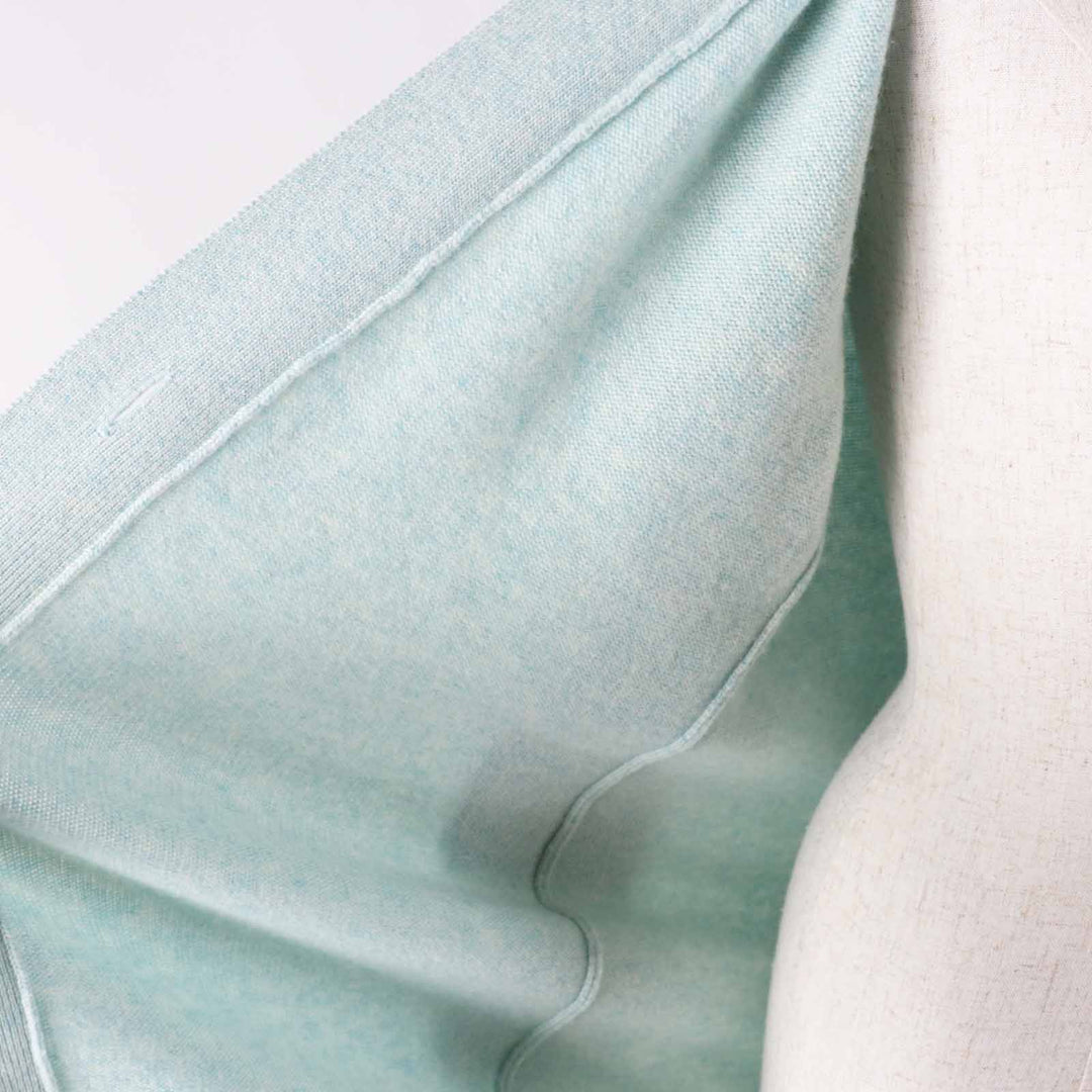 Great HERMES cardigan Long knit with serie buttons Light blue cashmere Women 36