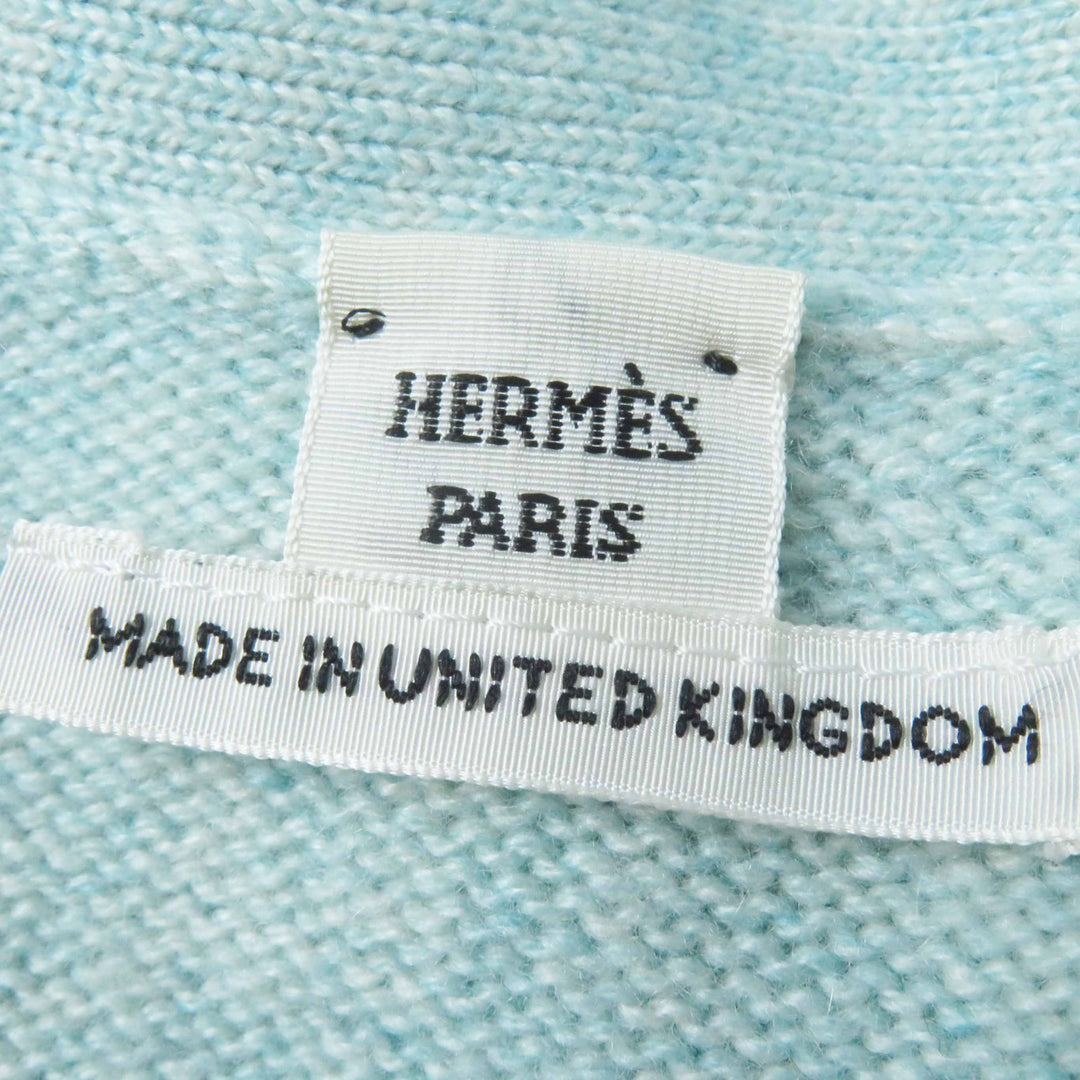 Great HERMES cardigan Long knit with serie buttons Light blue cashmere Women 36